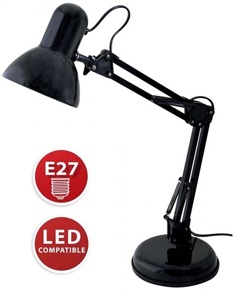 VEL-TL1207N LAMPADA TAVOLO E27 ABS/METAL. NERA