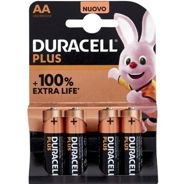 DURACELL PLUS 100% AA MN1500-LR6 BATTERIA STILO PZ.4