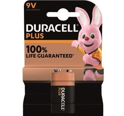 DURACELL PLUS 100% 9V MN1604-6LR61 BATT. TRANSISTOR PZ.1