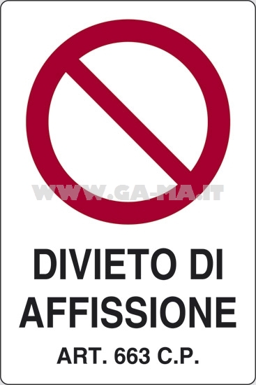 CARTELLI PL.30X20 DIVIETO AFFISSIONE