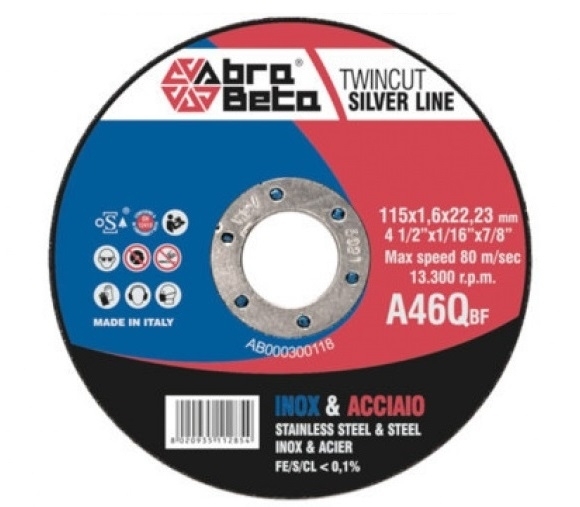 DISCO ABR. TAGLIO INOX/ACC 115X1,0X22,2 ABRABETA A46Q