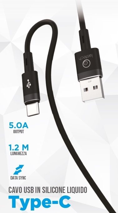 LS-C75 CAVO SILICONE 5.0A M.1,2 USB / TYPE-C NERO