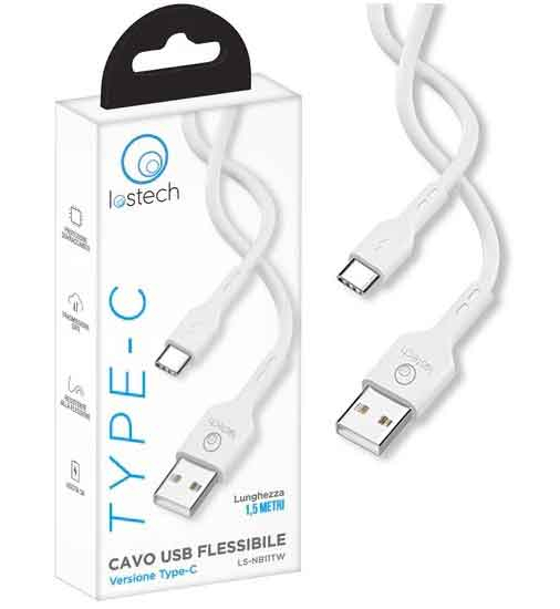 LS-NB11TW CAVO FLESSIBILE 3A M.1,5 USB / TYPE-C BIA.