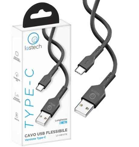 LS-NB14TB CAVO FLESSIBILE 3A M.3 USB / TYPE-C NERO