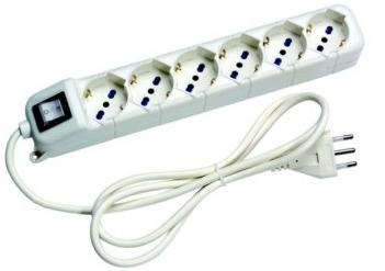 LJ MULTIPRESA 6 USC.SCH. 10/16A BIA. +INTERR. CAVO 1,5M