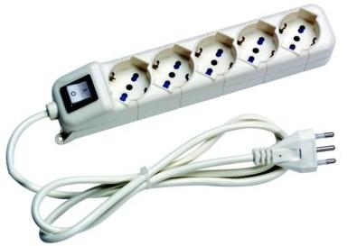 LJ MULTIPRESA 5 USC.SCH. 10/16A BIA. +INTERR. CAVO 1,5M