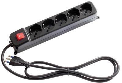 LJ MULTIPRESA 5 USC.SCH. 10/16A NERA +INTERR. CAVO 1,5M