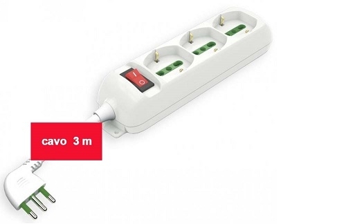 LJ MULTIPRESA 3 USC.+INTERR. CAVO 3m  3X1 BIA
