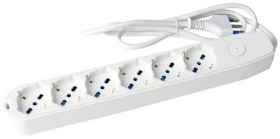 ECV30081 MULTIPRESA 6 USC. BIP/SK 2P+T16A CAVO 1,5m BIA