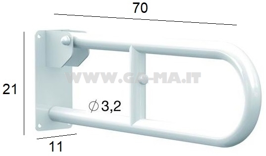 MANIGLIONE APPOGGIO CM.70 RIBALT.MURO ACC.BIANCO