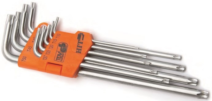 SET 9 CHIAVI TORX LUNGHE C/FORO T10-50 CV