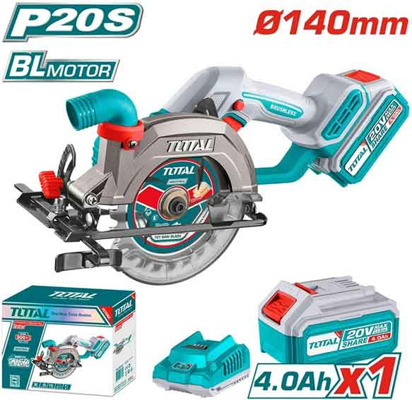 TOTAL SEGA CIRCOL. D.140 20V BATT.4Ah+CARIC.